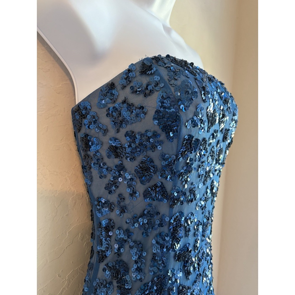 Vintage Y2K Cache Strapless Sequin Mermaid Gown 8 Formal Dress Romantic Tulle - Picture 9 of 11